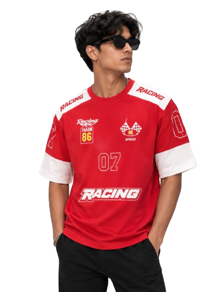 Aero-Track Jersey Oversized Tee Red