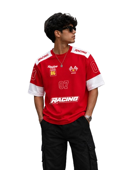 Aero-Track Jersey Oversized Tee Red